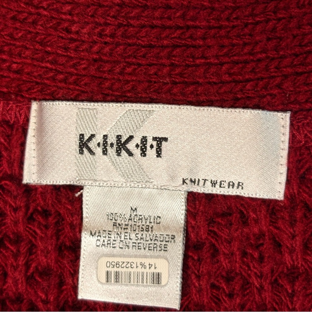 Koret Women's Burgundy Cable Knit Cardigan Sz Medium - Picture 4 of 8